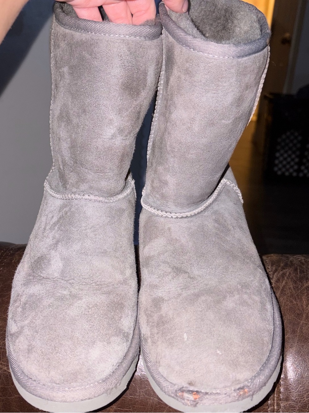 UGG Gray Shearling-Lined Boots